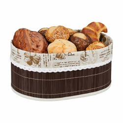 Relaxdays - Corbeille de pain en bambou, ovale, design Paris, garniture tissu amovible, HxLxP : 16 x 34 x 24 cm, marron