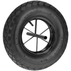 Relaxdays - Roue de brouette 4.80 4.00-8, pneumatique, charge maximale : 120 kg, axe fixe, pneu rechange, noire