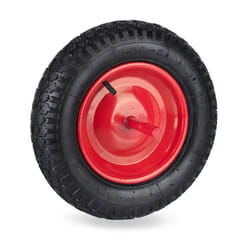 Relaxdays Roue de brouette 3.50-8 avec axe fixe jante en acier capacité de charge max. : 120 kg noir et rouge