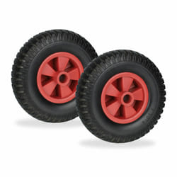 Relaxdays - Roue de brouette, lot 2, 2.50-4, caoutchouc pu, jante pp, increvable, charge max. : 80 kg, noir et rouge