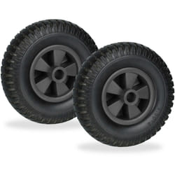 Relaxdays - Roue de brouette, lot 2, 2.50-4, caoutchouc pu, jante pp, increvable, charge maximale : 80 kg, noire