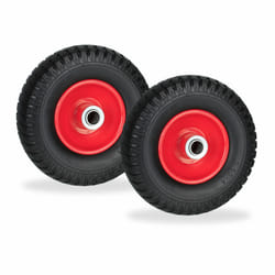 Relaxdays - Roue de brouette 2.50-4, lot 2, pneu caoutchouc, jante en acier, increvable, charge max. 80 kg, noir et rouge