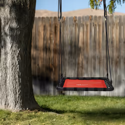 Relaxdays - Balançoire nid d'oiseau, enfants et adultes, charge maximum 100 kg, rectangulaire, LxP : 103x77 cm, rouge