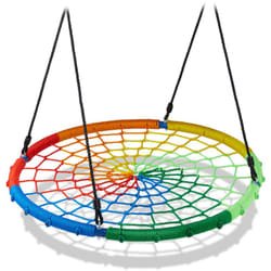 Relaxdays - Balançoire nid d'oiseau, enfants, adultes, charge maximum 150 kg, réglable, 100 cm, jardin,multicolore