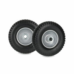 Relaxdays - Roue de brouette 2.50-4, lot 2, pneu caoutchouc, jante acier, increvable, charge max. 80 kg, noir et gris