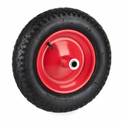 Relaxdays Roue de brouette 3.50-8, pneumatique, jante en acier, charge maximale : 100 kg, avec valve, noir/rouge