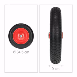Relaxdays - Roue de brouette 3.00-8, pneu en caoutchouc pu, jante acier, increvable, charge maxinmale 80 kg, noir/rouge - Vue supplémentaire 4
