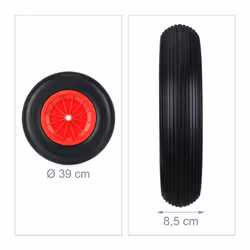 Relaxdays - Roue de brouette 4.80/4.00-8, pneu en caoutchouc, jante plastique, charge max. 100 kg, increvable, noir/rouge - Vue supplémentaire 4