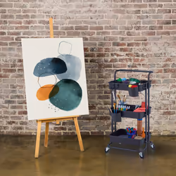Desserte à roulettes, 3 niveaux, 2 freins, multi-usage pour cuisine, bureau, en métal, hlp : 86x43x42cm, noir - Relaxdays