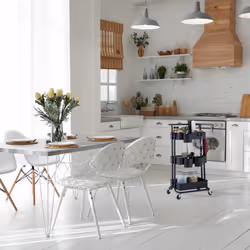 Desserte à roulettes, 3 niveaux, 2 freins, multi-usage pour cuisine & bureau, en métal, hlp : 86x38x39cm, noir - Relaxdays