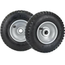 Relaxdays - Roue de brouette 2.50-4 en lot de 2, pneumatique, 2PR, charge max. 100 kg, jante acier, noir/argenté