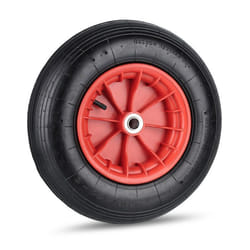 Relaxdays Roue de brouette 4.80/4.00-8 pneumatique jante en acier charge maximale : 120 kg avec valve noir et rouge