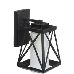 Relaxdays - Lanterne murale rétro pour extérieur, métal, verre opale, E27, IP44, terrasse, à coté de porte d'entrée, noire