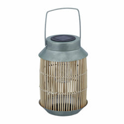 Lampe solaire d'extérieur, lanterne led intégrée, jardin, balcon, terrasse, luminaire extérieur, rotin, marron - Relaxdays
