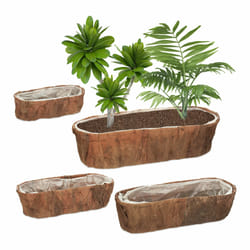 Relaxdays - Jardinières, 4 tailles différentes, jardin, balcon & rebord de fenêtre, cache-pots avec film plastique, nature