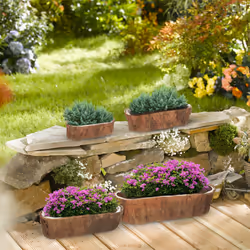 Relaxdays - Jardinières, 4 tailles différentes, jardin, balcon & rebord de fenêtre, cache-pots avec film plastique, nature
