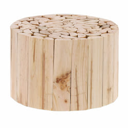 Support pour pots de fleurs, en rondins de bois, matériaux naturels, tabouret rond, HxD 20 x 30 cm, naturel - Relaxdays
