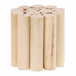 Support pour pots de fleurs, en bois tourné, matériaux naturels, tabouret rond, HxD 20 x 20 cm, naturel - Relaxdays