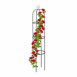Trellis obélisque, 190 m de hauteur, Support pour plantes grimpantes, en métal, stable, tour pour rosier, noir - Relaxdays