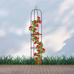 Trellis obélisque, 190 m de hauteur, Support pour plantes grimpantes, en métal, stable, tour pour rosier, noir - Relaxdays