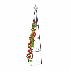 Trellis pyramide, 204 m de hauteur, Support pour plantes grimpantes, en métal, stable, tour pour rosier, noir - Relaxdays
