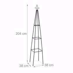 Trellis pyramide, 204 m de hauteur, Support pour plantes grimpantes, en métal, stable, tour pour rosier, noir - Relaxdays - Vue supplémentaire 4