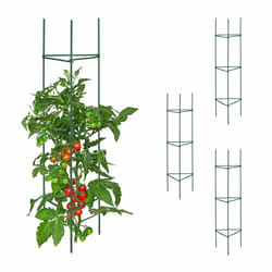 Tuteurs, lot de 4, HxLxP : 120 x 32 x 32 cm, fleurs et légumes, métal, plastique, aide à la croissance, vert - Relaxdays