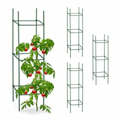 Tuteurs, lot de 4, HxLxP : 120 x 32 x 32 cm, fleurs et légumes, métal, plastique, aide à la croissance, vert - Relaxdays