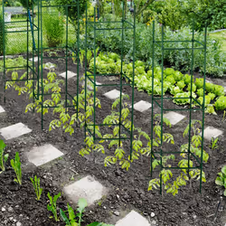Tuteurs, lot de 4, HxLxP : 120 x 32 x 32 cm, fleurs et légumes, métal, plastique, aide à la croissance, vert - Relaxdays