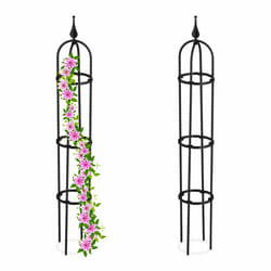 Relaxdays Trellis obélisque, lot de 2, 100 m de hauteur, plantes grimpantes, en métal, stable, tour pour rosier, noir
