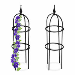 Trellis obélisque, lot de 2, 70 m de hauteur,pour plantes grimpantes, en métal, stable, tour pour rosier, noir - Relaxdays