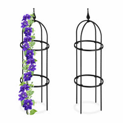 Trellis obélisque, lot de 2, 85 m de hauteur,pour plantes grimpantes, en métal, stable, tour pour rosier, noir - Relaxdays
