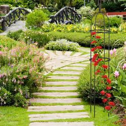 Trellis obélisque, lot de 2, 130 m de hauteur, plantes grimpantes, en métal, stable, tour pour rosier, noir - Relaxdays