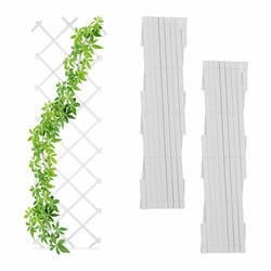 Treillis extensible, lot de 3, tuteur pliable, jardin, balcon, terrasse, 180 cm, plastique, blanc - Relaxdays