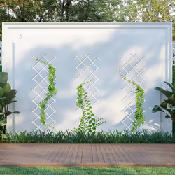 Treillis extensible, lot de 3, tuteur pliable, jardin, balcon, terrasse, 180 cm, plastique, blanc - Relaxdays