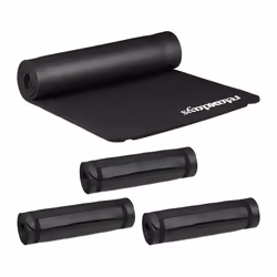 Tapis yoga lot de 4 1 cm épaisseur doux caoutchouc sangle transport Pilates aérobic HxlxP: 1 x 615 x 182 cm noir