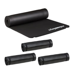 Tapis yoga lot de 4 1 cm épaisseur doux caoutchouc sangle transport Pilates aérobic HxlxP: 1 x 615 x 182 cm noir