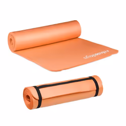 Tapis yoga lot de 2 1 cm épaisseur doux caoutchouc sangle transport Pilates aérobic HxlxP: 1 x 615 x 182 cm orange
