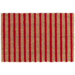 Relaxdays - Paillasson, fibres coco, antidérapant, résistant aux intempéries, 40x60cm, intérieur & extérieur, nature/rouge