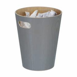 Corbeille à papiers en bois, poignées, sans couvercle, 28 x 23 cm, 7,5 l, bureau, chambres, gris foncé - Relaxdays