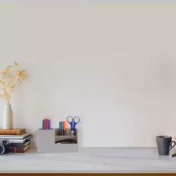 Relaxdays Organiseur de bureau, porte-crayon 3 compartiments, effet lin, H x L x P : 11 x 20 x 9 cm, rangement,gris