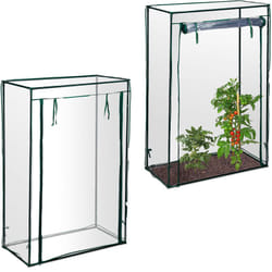 Relaxdays - Serre de jardin tomate, lot de 2, balcon, protection, bâche, hlp 150x100x50 cm, acier & plastique, vert