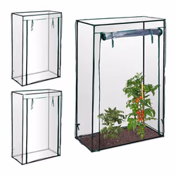 Serre de jardin tomate lot de 3 balcon protection bâche HLP 150x100x50 cm acier & plastique vert