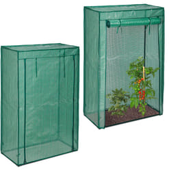 Relaxdays - Serre de jardin tomate, lot de 2, balcon, protection, bâche, hlp 150x100x50 cm, acier & plastique, vert