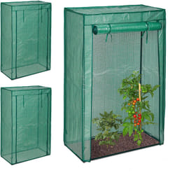 Relaxdays - Serre de jardin tomate, lot de 3, balcon, protection, bâche, hlp 150x100x50 cm, acier & plastique, vert
