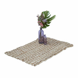 Relaxdays - Tapis en jute, tissé main, fibres naturelles, 60 x 90 cm, pour l'entrée, la chambre ou la cuisine, beige/crème