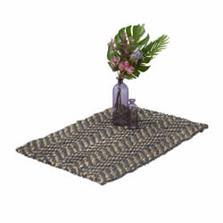 Relaxdays - Tapis en jute, tissé main, fibres naturelles, 60 x 90 cm, pour l'entrée, la chambre ou la cuisine, gris/beige