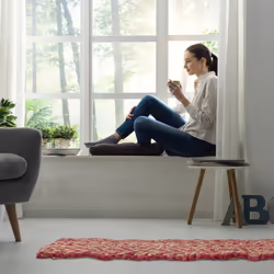 Relaxdays - Tapis en jute, tissé main, fibres naturelles, 60 x 90 cm, pour l'entrée, la chambre ou la cuisine, rouge/beige