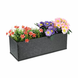 Relaxdays - Jardinière à fleurs, intérieur, plantes, herbes, rectangulaire, métal, HxLxP : 14x40x15 cm, caisse déco, noire