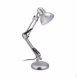 Relaxdays Lampe de chevet rétro bras articulé douille E27 abat-jour inclinable métal pour bureau/table argenté
